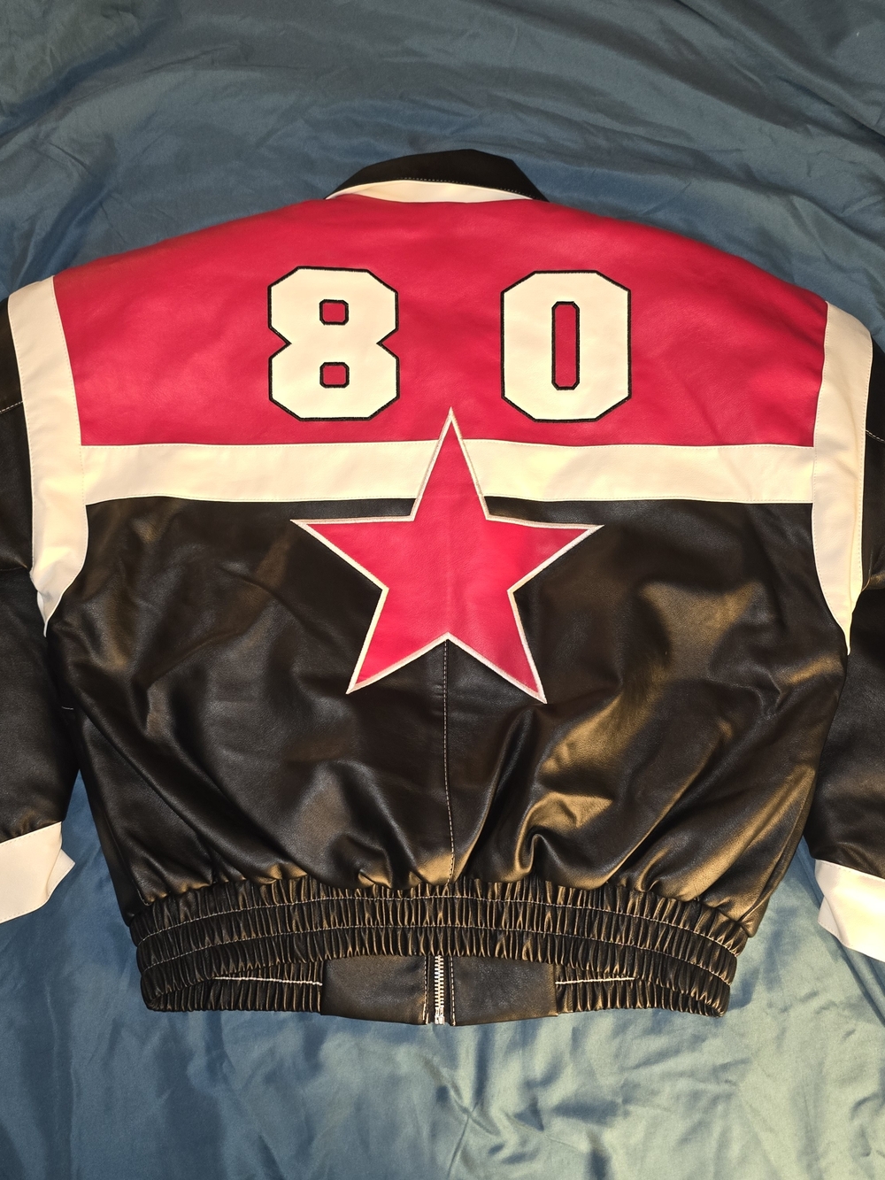 Women's Black & Red Star Trim Bomber Jacket